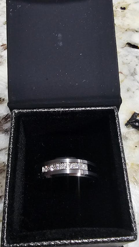 JANX Brushed Tungsten Ring Mens Wedding Band Diamond