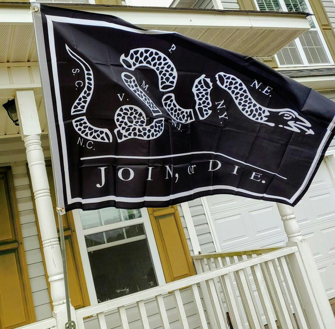 3x5 ft Black Join or Die Super-Poly Flag