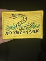 Gadsden Flag Patch Parody Snake Don't Tread On Me No Step on Snek Tactical  Badge IR Reflective Multicam Applique