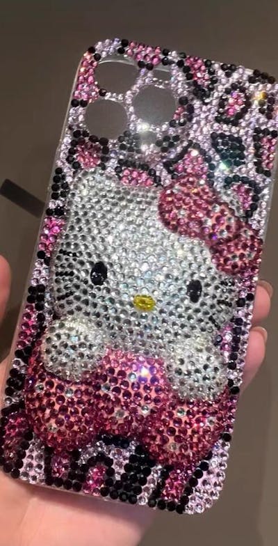 Hand-Applied Rhinestone Hello Kitty IPhone Case