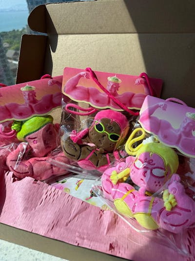 Pink Muscle Gym Girl Bag Charm