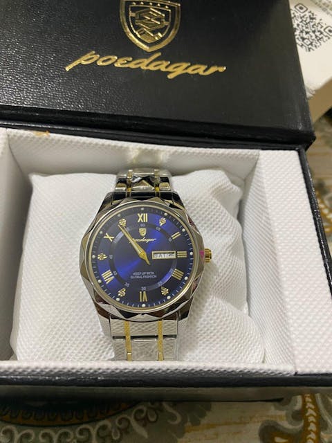 POEDAGAR 615 Diamond Crown & Strap Wristwatch