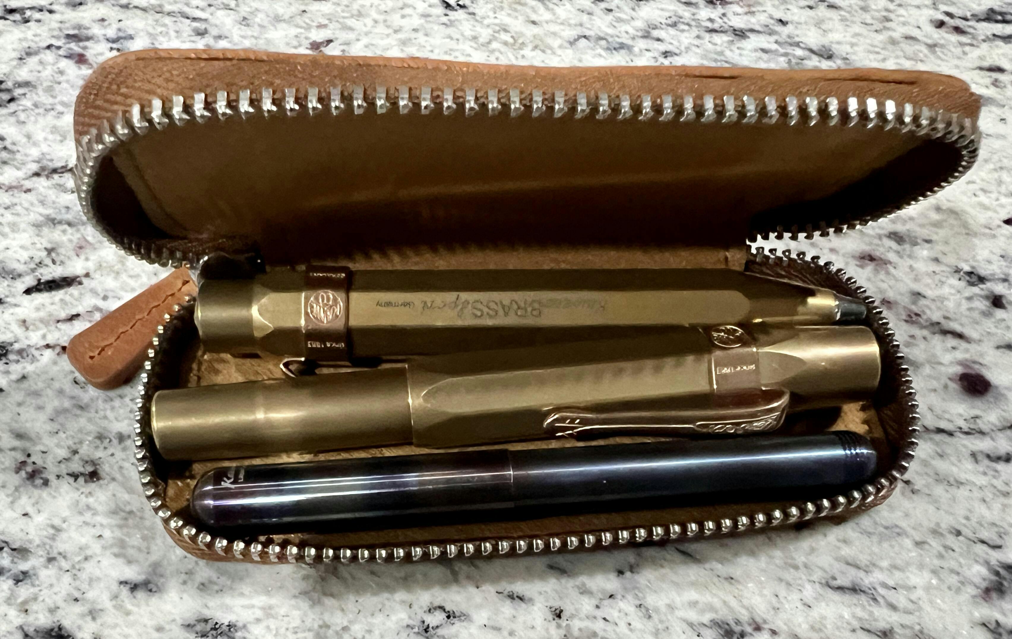 Handmade Purple Leather Zippered Double Pen Case for Kaweco Pens ...