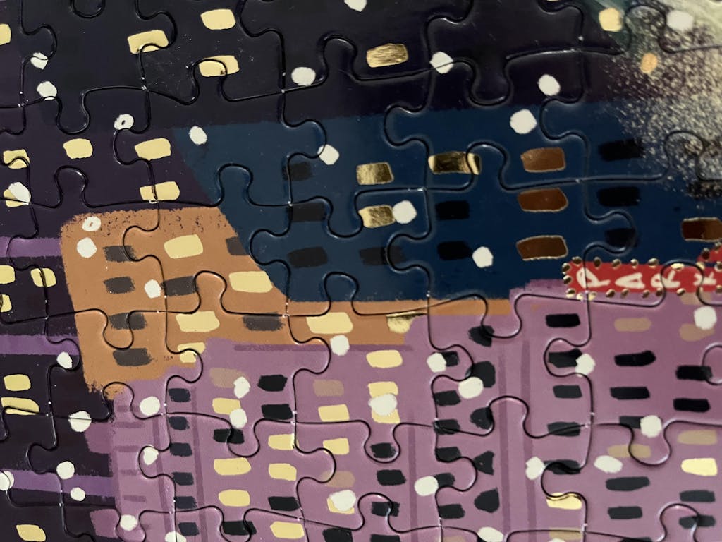 Merry Moonlight Skaters 500 Piece Foil Jigsaw Puzzle Galison