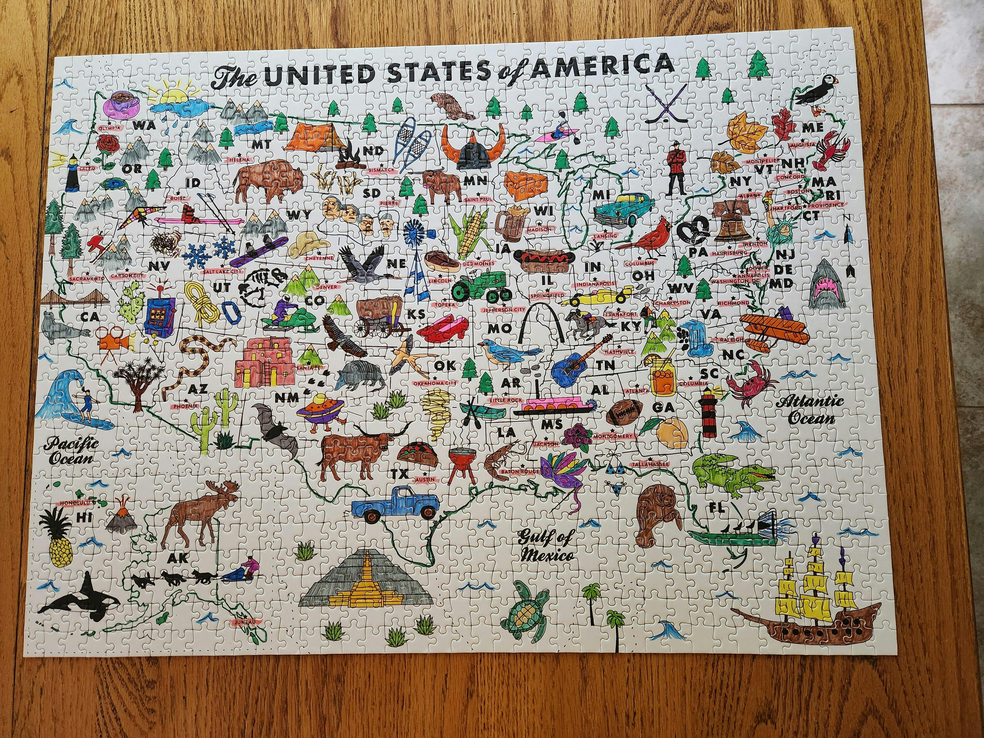 Maptote USA Color-In 1000 Piece Puzzle | Galison