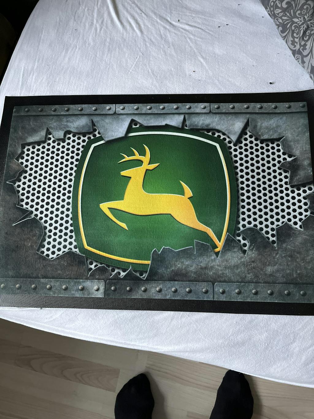 John Deere Metal Ripped Dørmåtte