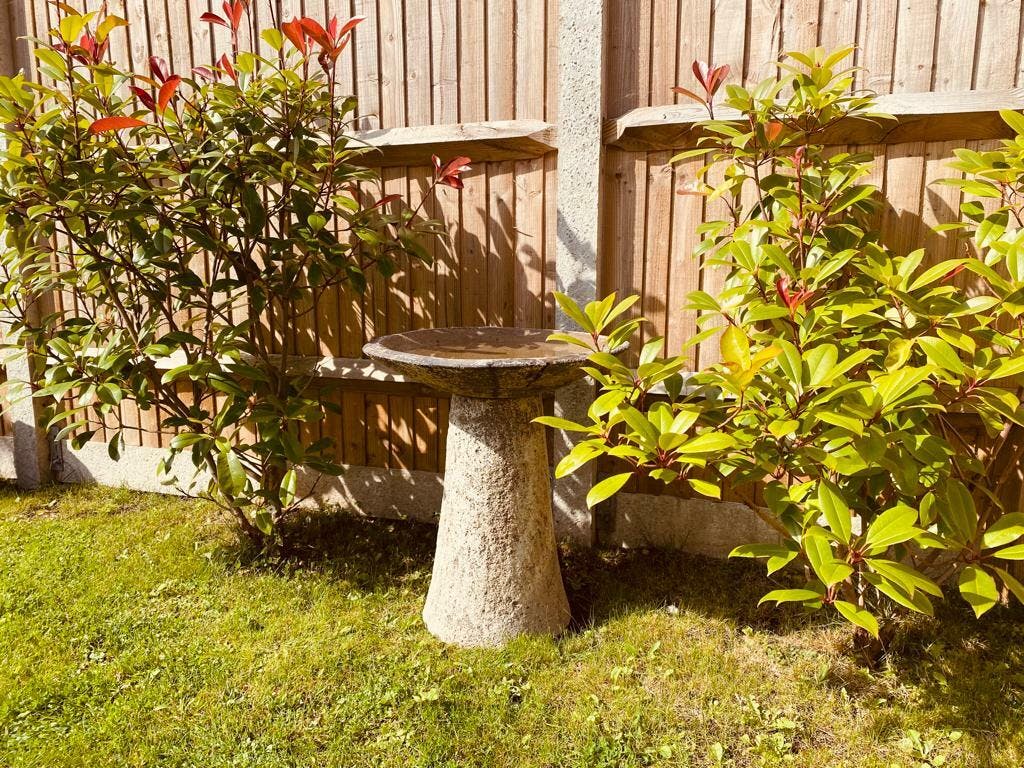 Garden Stone Bird Bath Salt Glaze Gardenesque