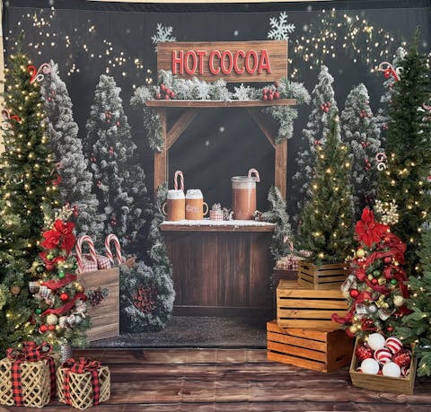 Gatsby Christmas Hot Cocoa Tree Farm Photography Backdrop Gbsx-01095