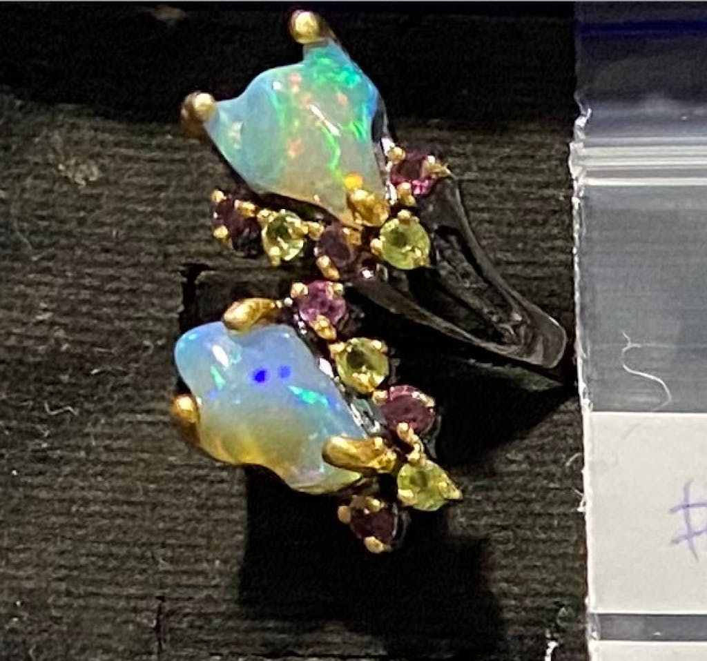 925 Sterling Silver Rainbow Fire Opal Ring