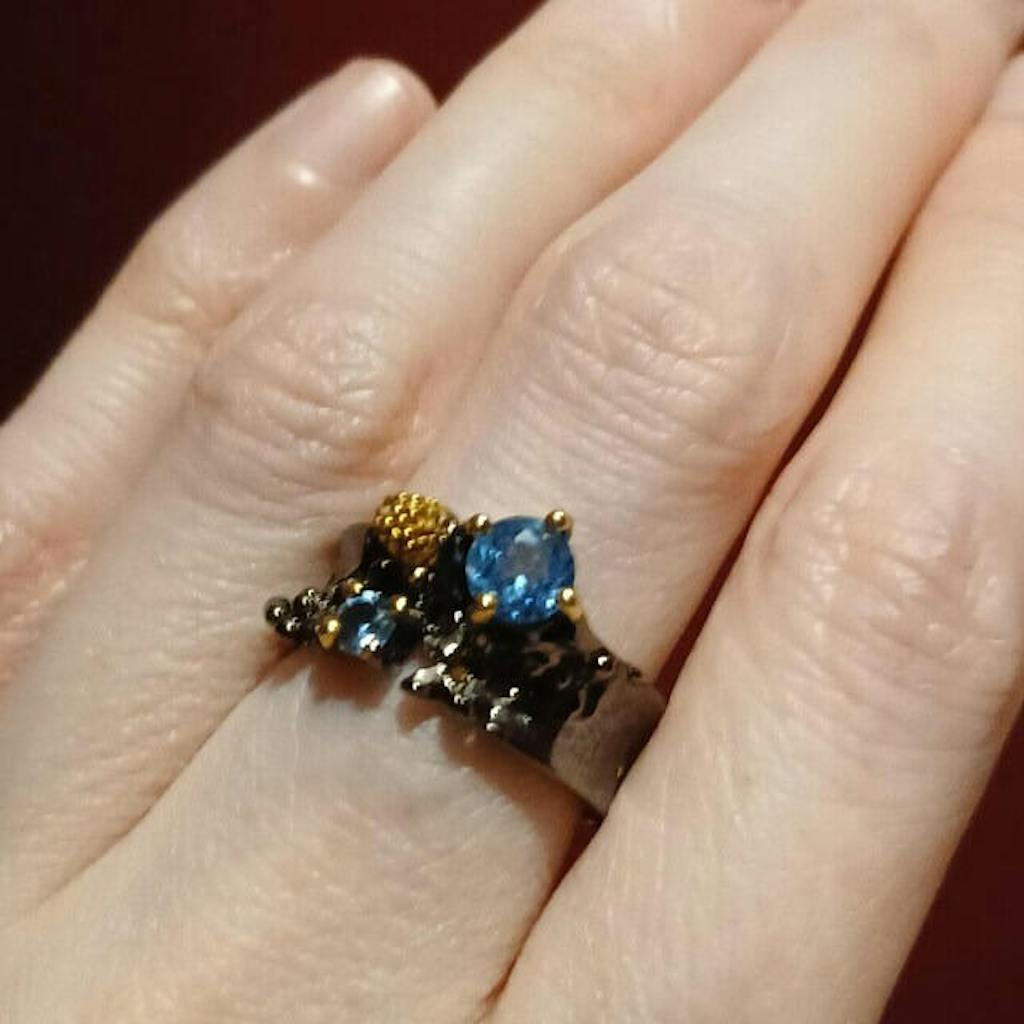 925 Sterling Silver Genuine Opal Statement Ring