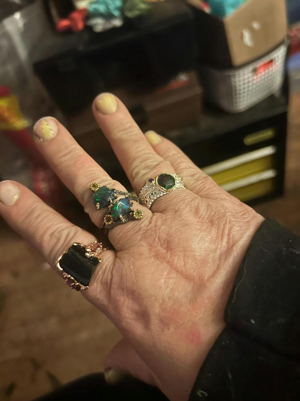 925 Sterling Silver Raw Fire Opal Branch Ring