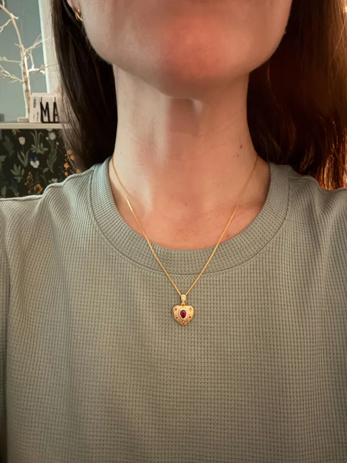 Customer photo of ruby heart pendant necklace
