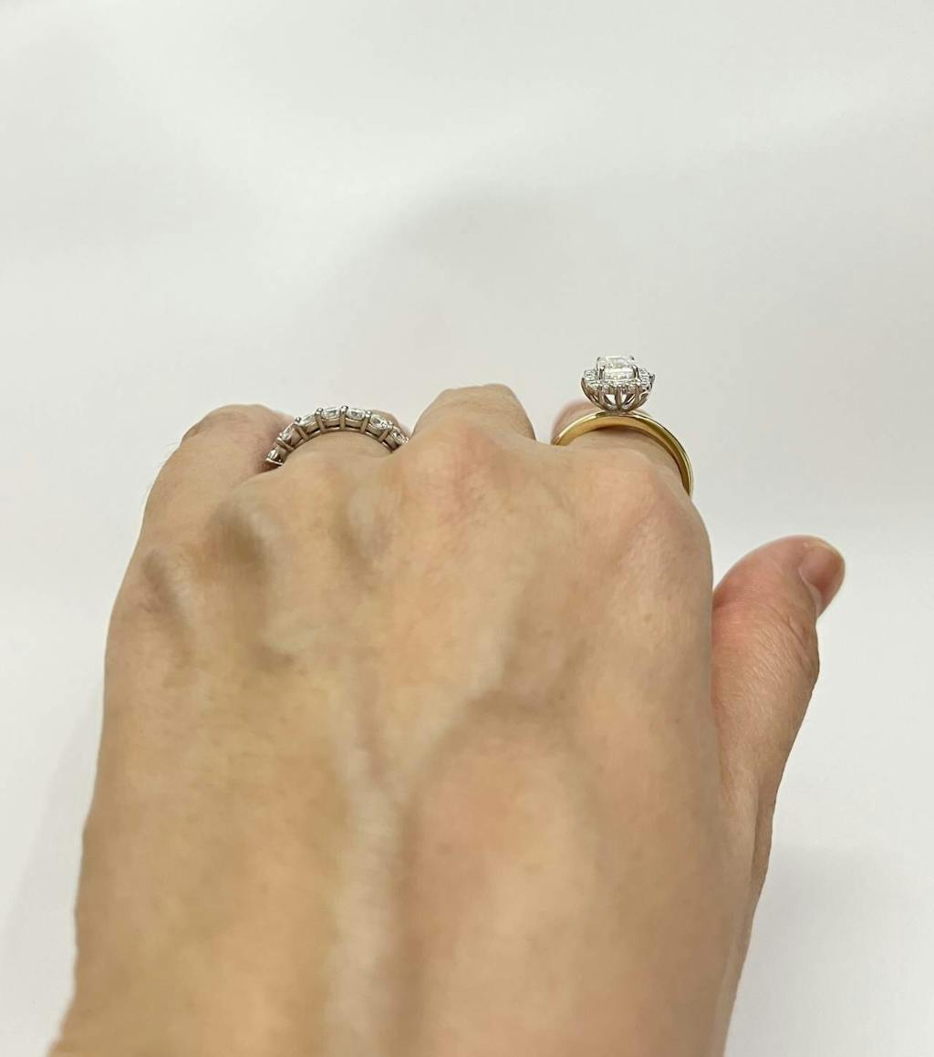 Princess Cut Flower Moissanite Engagement Ring