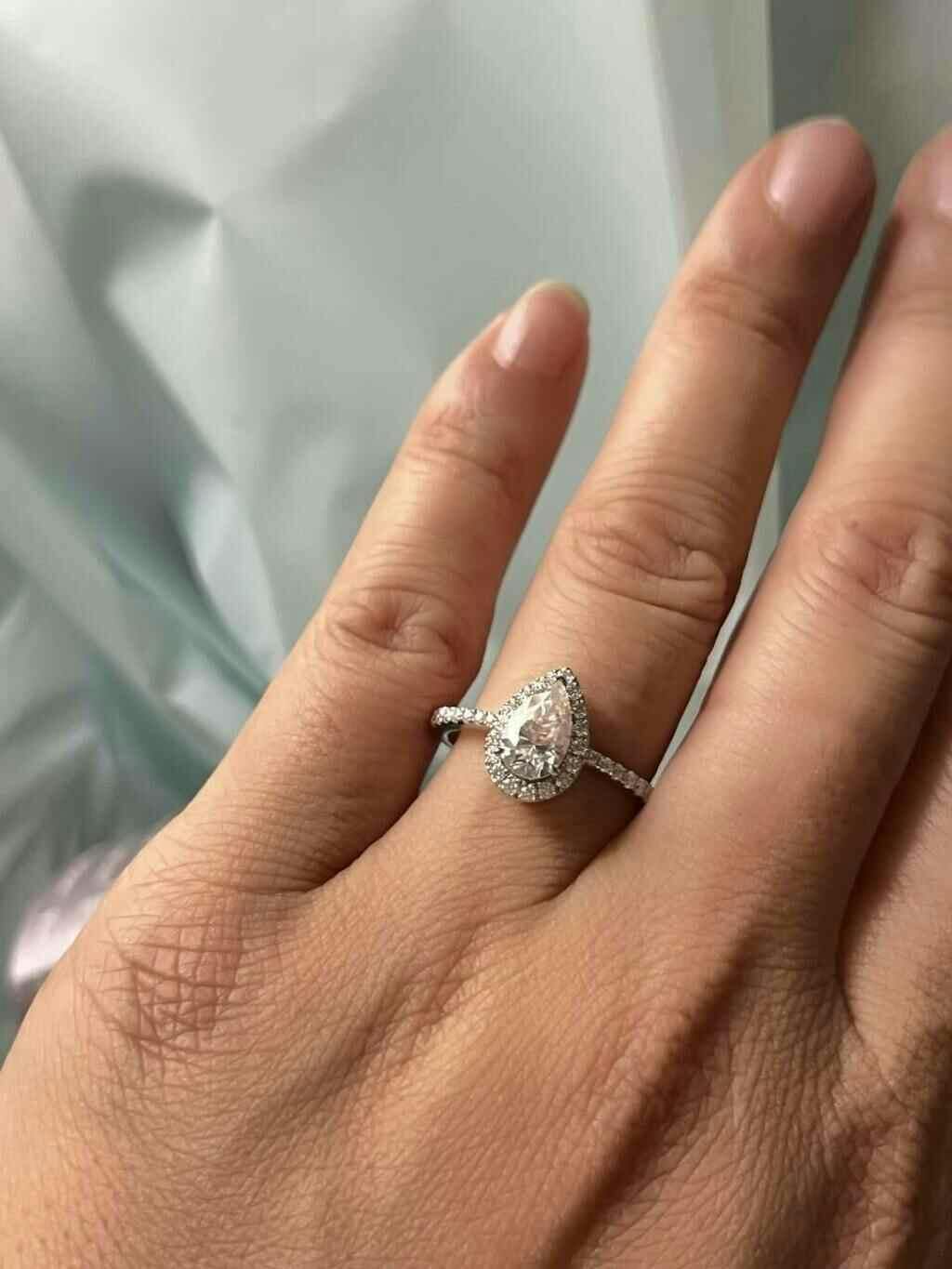 Classic Pear Halo Design Moissanite Engagement Ring