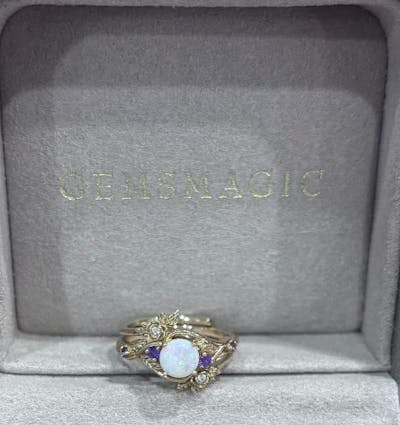 Rose Blossom: Opal Ring Set with Amethyst | Talia