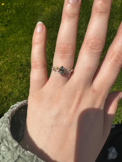 Green Sapphire Leaf Engagement Ring - GemsMagic