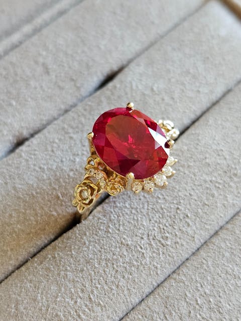 Custom Oval Cut Ruby Engagement Ring For Lisa Mizu