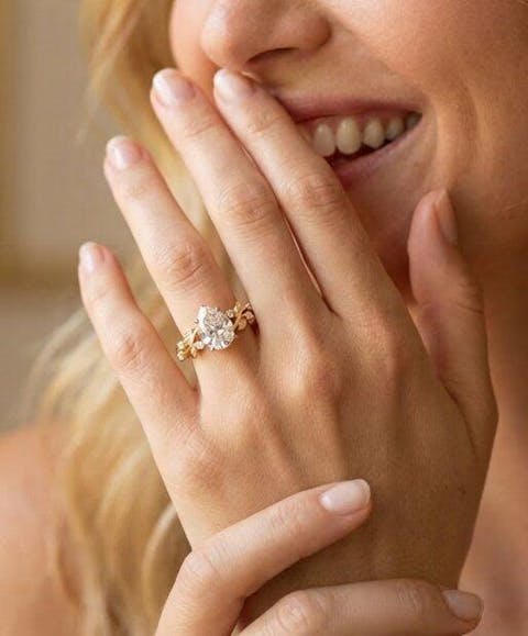 Lab Grown Diamond Leaf Engagement Ring - Caroline - GemsMagic