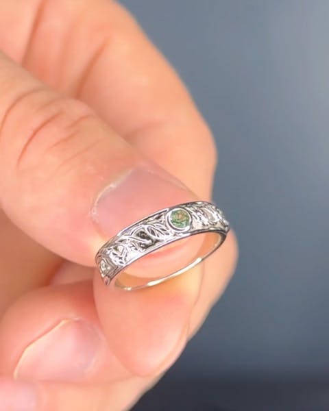 Moss Agate Nature Inspired Men's Ring Stag Men's Band - Bryant