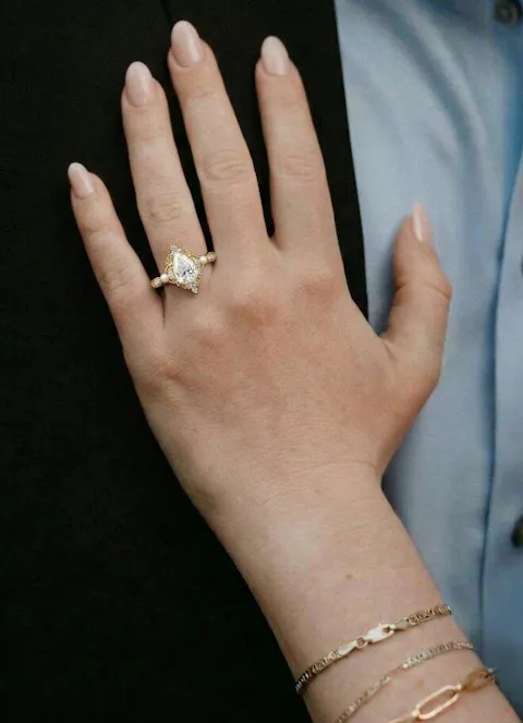 Lab Grown Diamond Ring with Pearl Accents - Eulalie