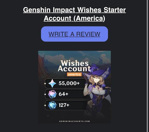 Genshin Impact Wishes Starter Account (America)