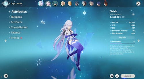 Skirk Genshin Impact Farmed Starter Account