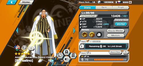 Ama no Murakumo Sword Kizaru [Borsalino] OPBR Starter Reroll Account