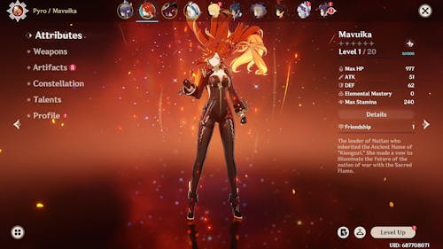 Mavuika Reroll Account with Primogems