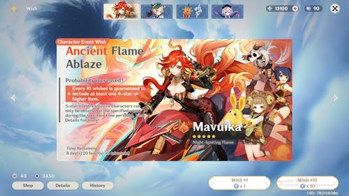 Mavuika Reroll Account with Primogems