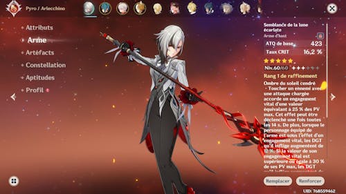 Arlecchino With Crimson Moon's Semblance - Genshin Reroll Account