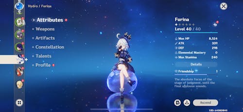 Furina Genshin Impact Farmed Starter Account