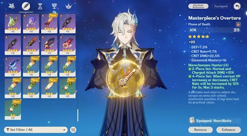 Neuvillette With 5-Star Weapon Tome of the Eternal Flow Genshin Impact Starter Account