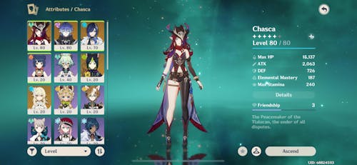 Chasca Genshin Impact Farmed Account