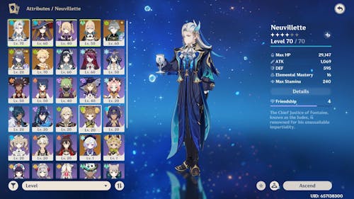 Neuvillette Genshin Impact Farmed Starter Account