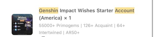 Genshin Impact Wishes Starter Account (America)