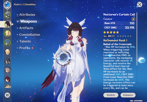 Columbina Genshin Impact Farmed Starter Account