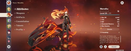 Mavuika Genshin Impact Farmed Starter Account