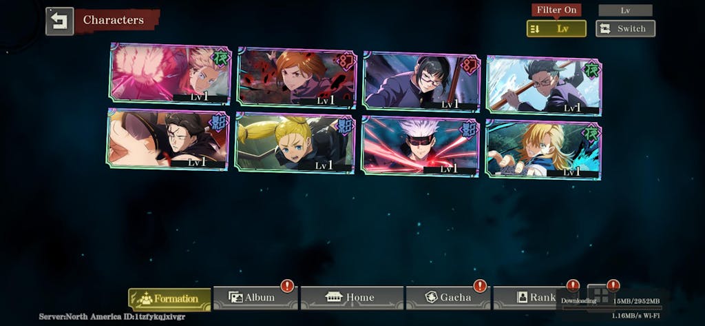 Jujutsu Kaisen Phantom Parade Reroll Account [AMERICA]