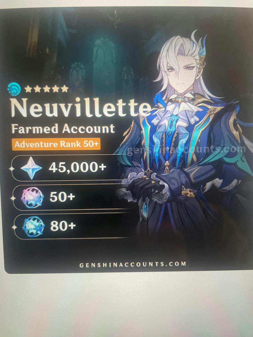 Neuvillette Genshin Impact Farmed Starter Account