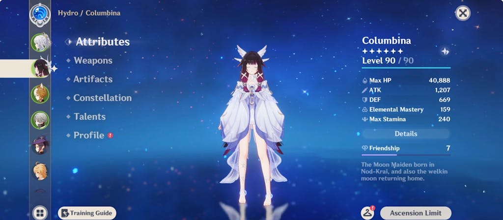 Columbina Genshin Impact Farmed Starter Account