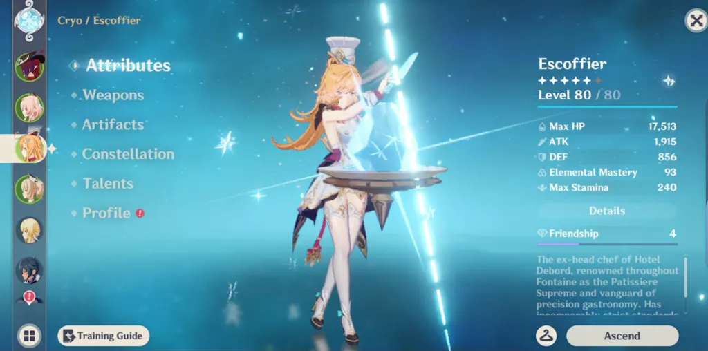 Escoffier Genshin Impact Farmed Starter Account