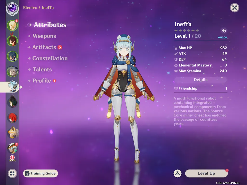 Ineffa Genshin Impact Farmed Starter Account