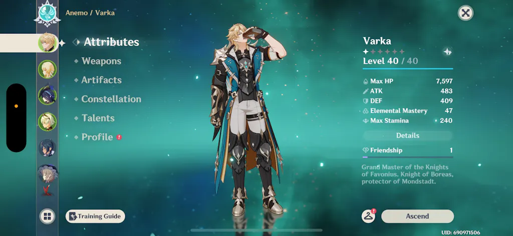 Varka Genshin Impact Farmed Starter Account