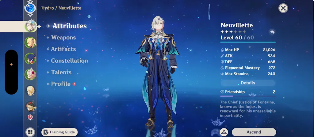 Neuvillette Genshin Impact Farmed Starter Account