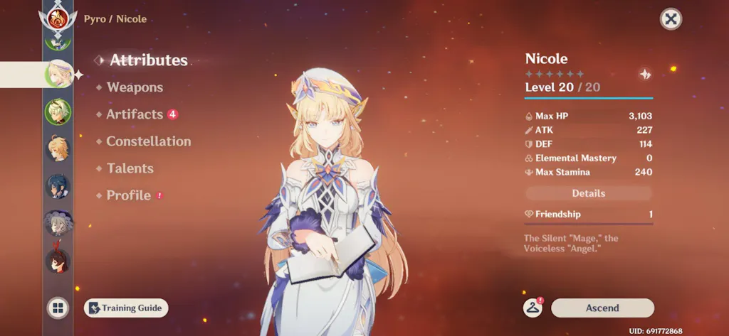 Nicole Genshin Impact Farmed Account