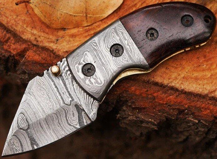 Hand Forged Mini Folding Knife with Rosewood | Georgian Blades