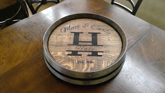 Wine Barrel Top Lazy Susan Double Metal Ring (Personalize It)