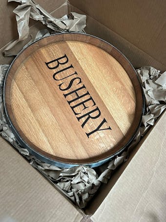 Wine Barrel Top Lazy Susan Double Metal Ring (Personalize It)