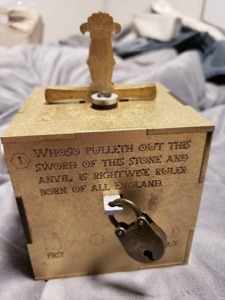 Escape room puzzle box with optional outdoor scavenger hunt town