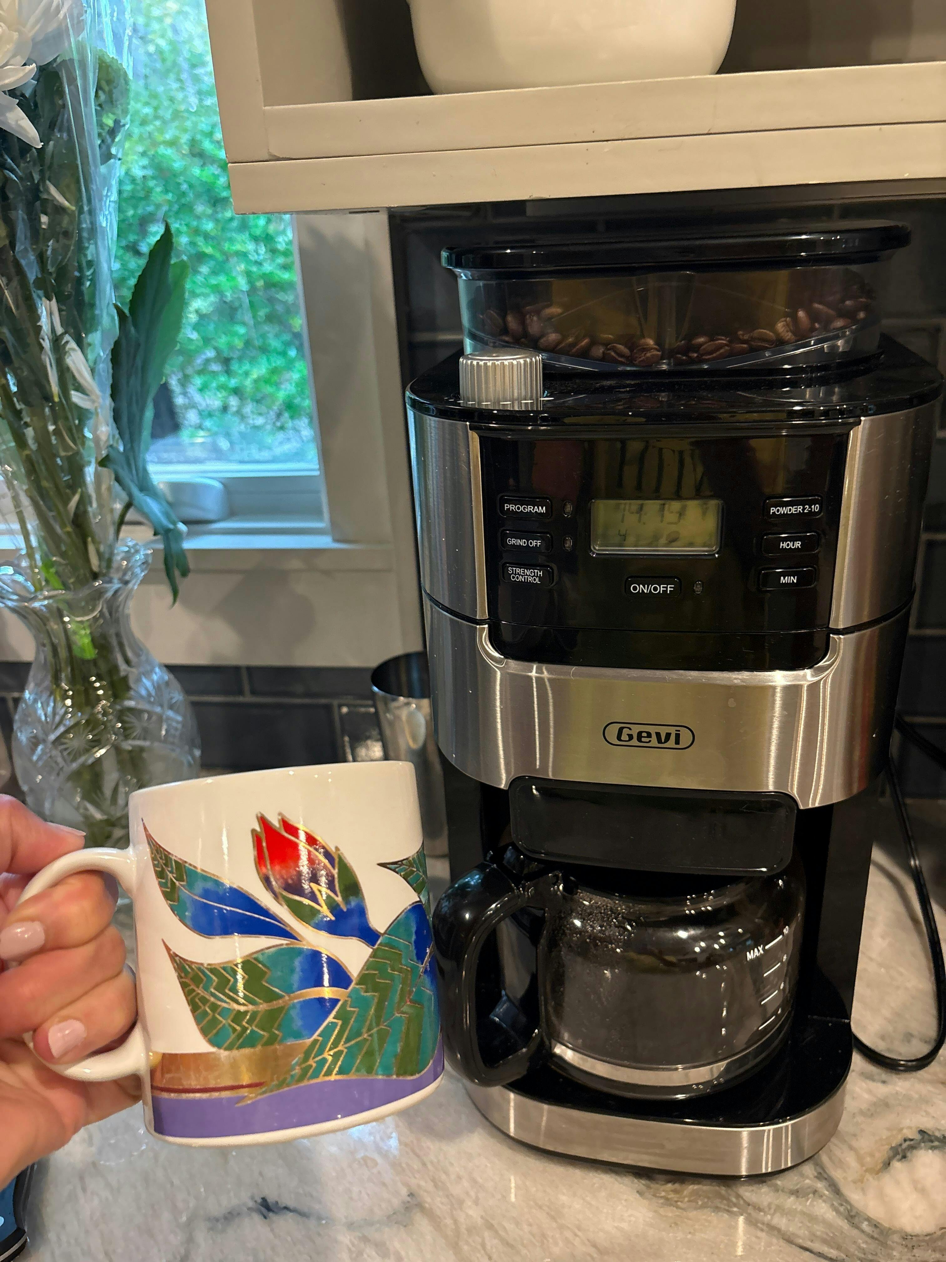 GEVI | 10-Cup Coffee Maker Machine with Built-in Grinder